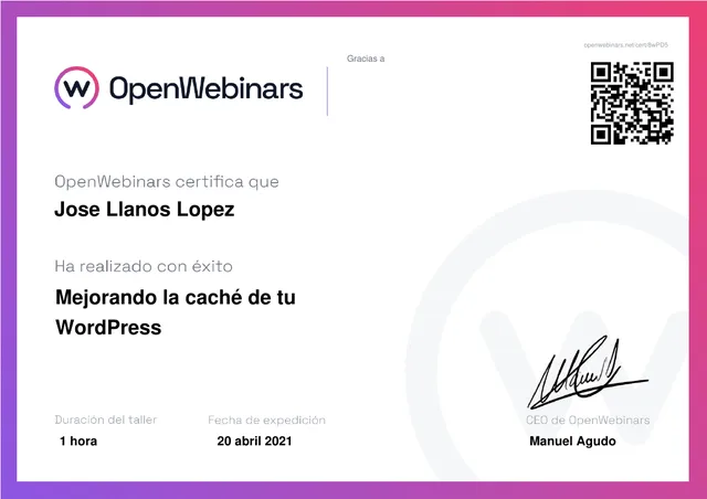 Certificado: Mejorando la caché de tu WordPress — OpenWebinars